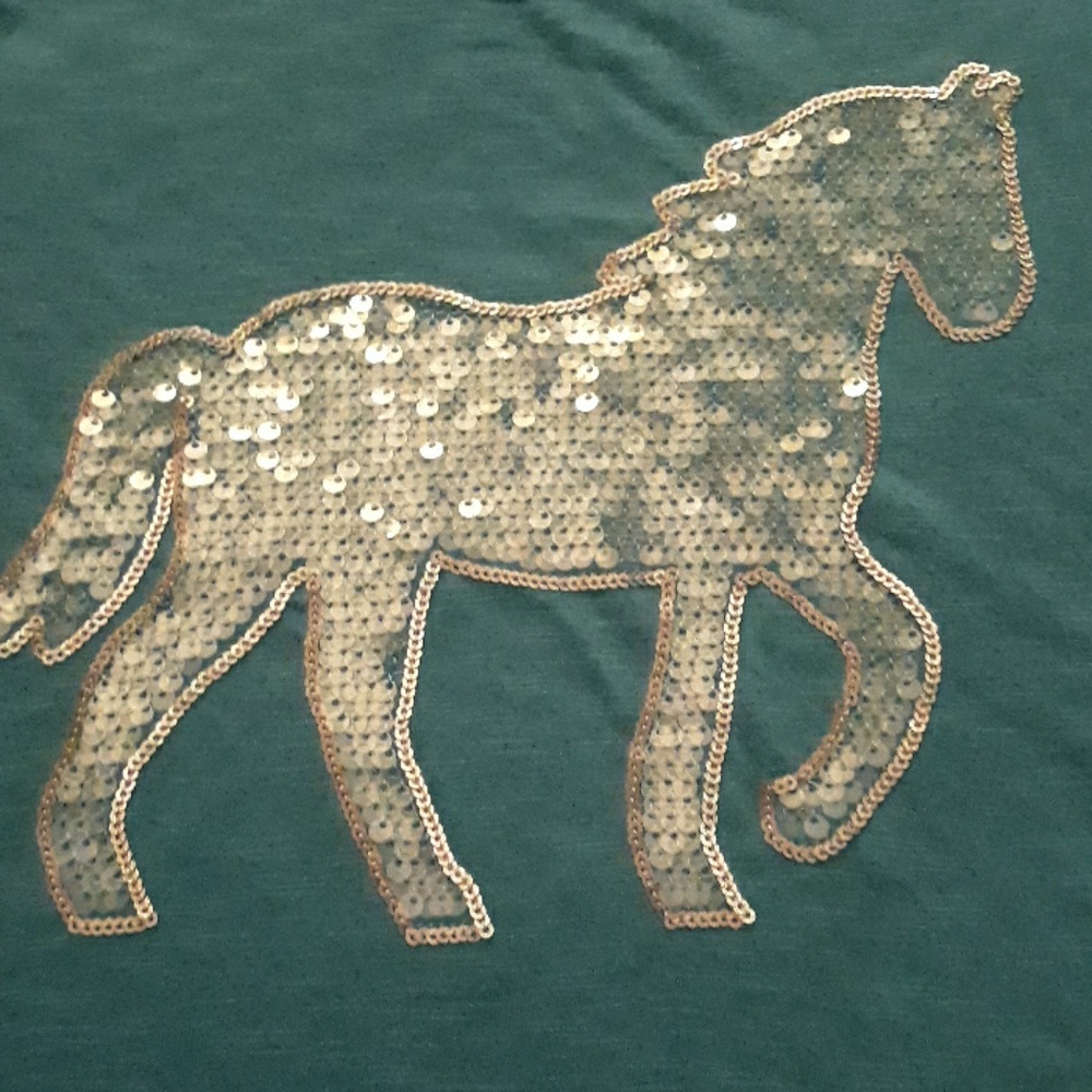 Blue sequined horse girls short sleeve tshirt - Picture 4 of 7